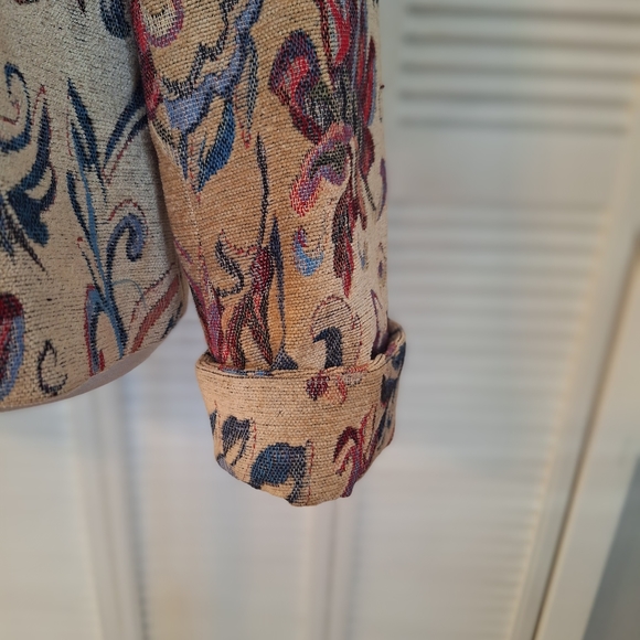 Vtg oscar de la renta floral tapestry blazer coat sz 14 - Picture 5 of 9